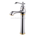 Chrome Brass Single Lever Bathroom Basin Faucet Tall